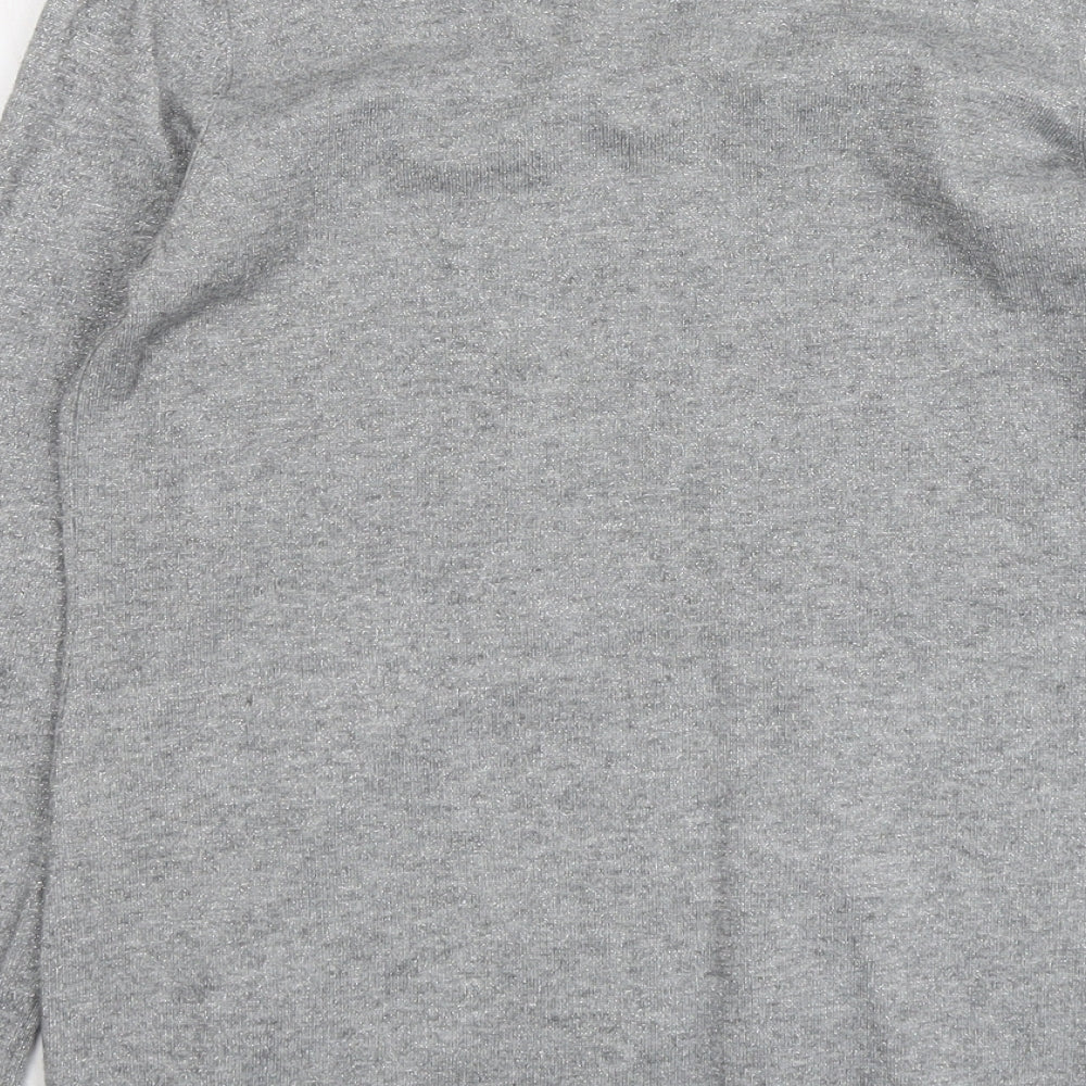 Zuppe Womens Grey V-Neck Polyamide Pullover Jumper Size S
