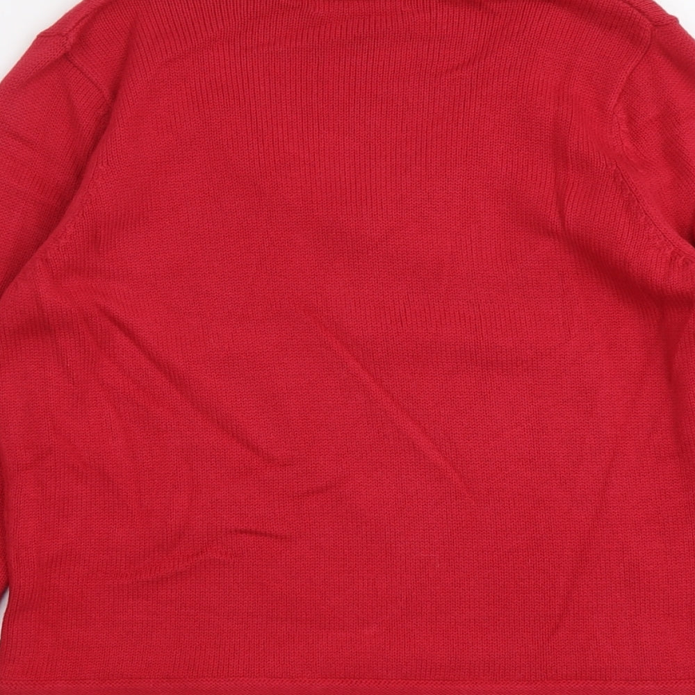 Marks & Spencer Womens Pink V-Neck Cotton Pullover Jumper Size 14