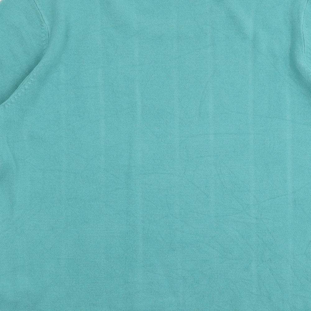 Marks and Spencer Womens Green Round Neck Acrylic Pullover Jumper Size 16