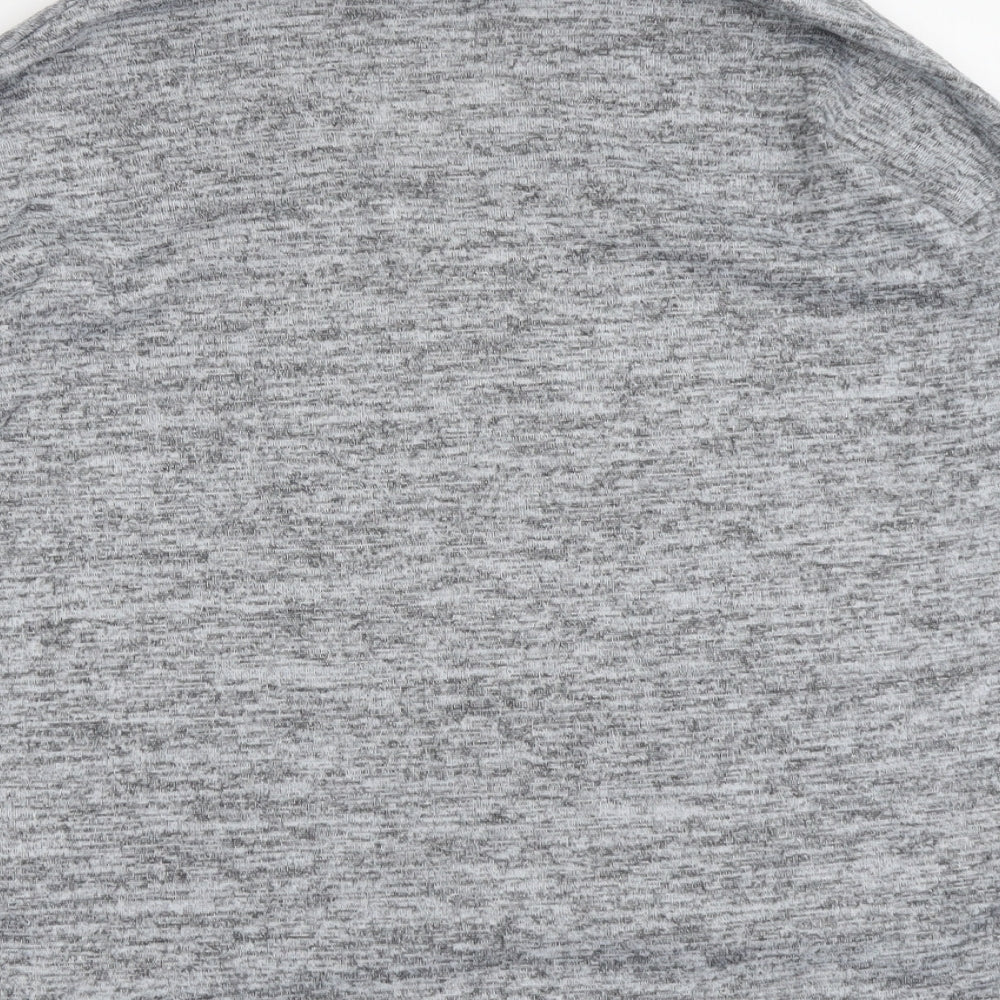 New Look Womens Grey Geometric Polyester Basic T-Shirt Size S V-Neck
