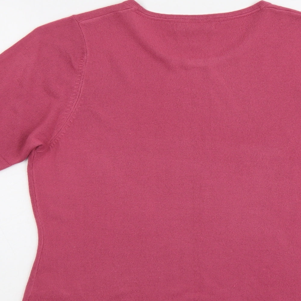 Marks & Spencer Womens Pink Round Neck Acrylic Pullover Jumper Size 12