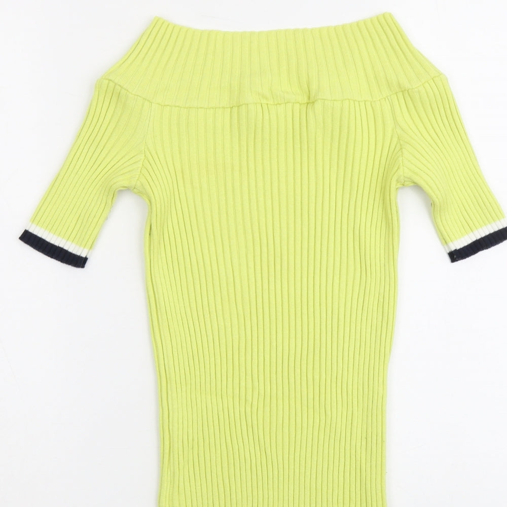 NEXT Womens Green Boat Neck Cotton Pullover Jumper Size 14