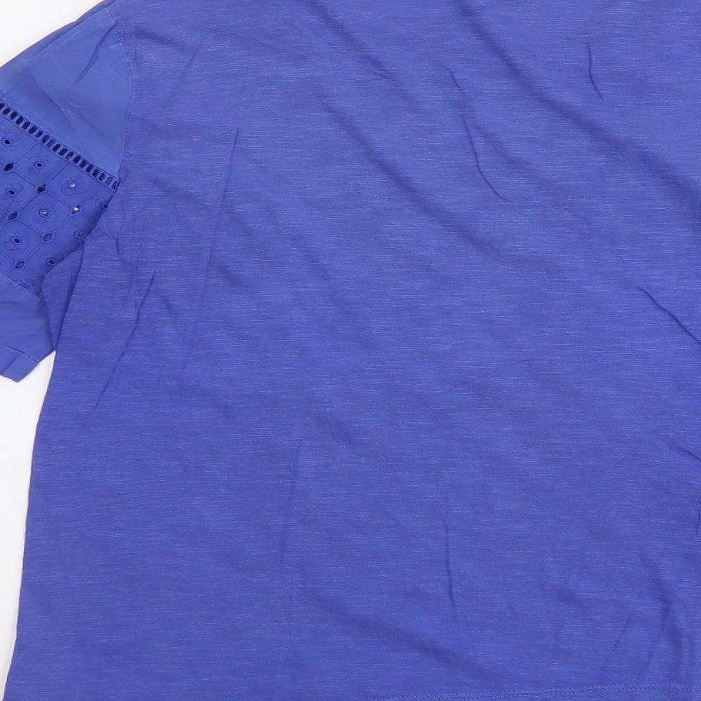 NEXT Womens Blue Geometric Cotton Basic Tank Size 10 Round Neck