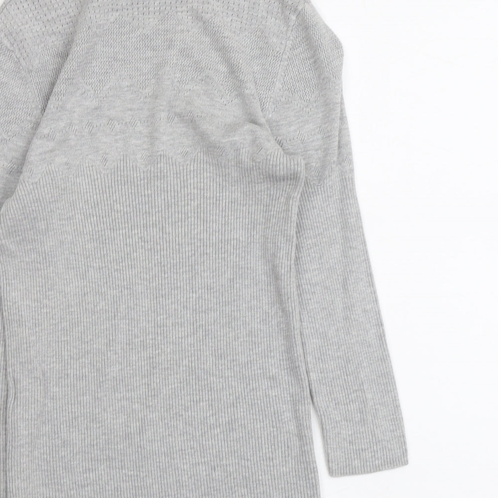 Warehouse Womens Grey Round Neck Acrylic Pullover Jumper Size 12