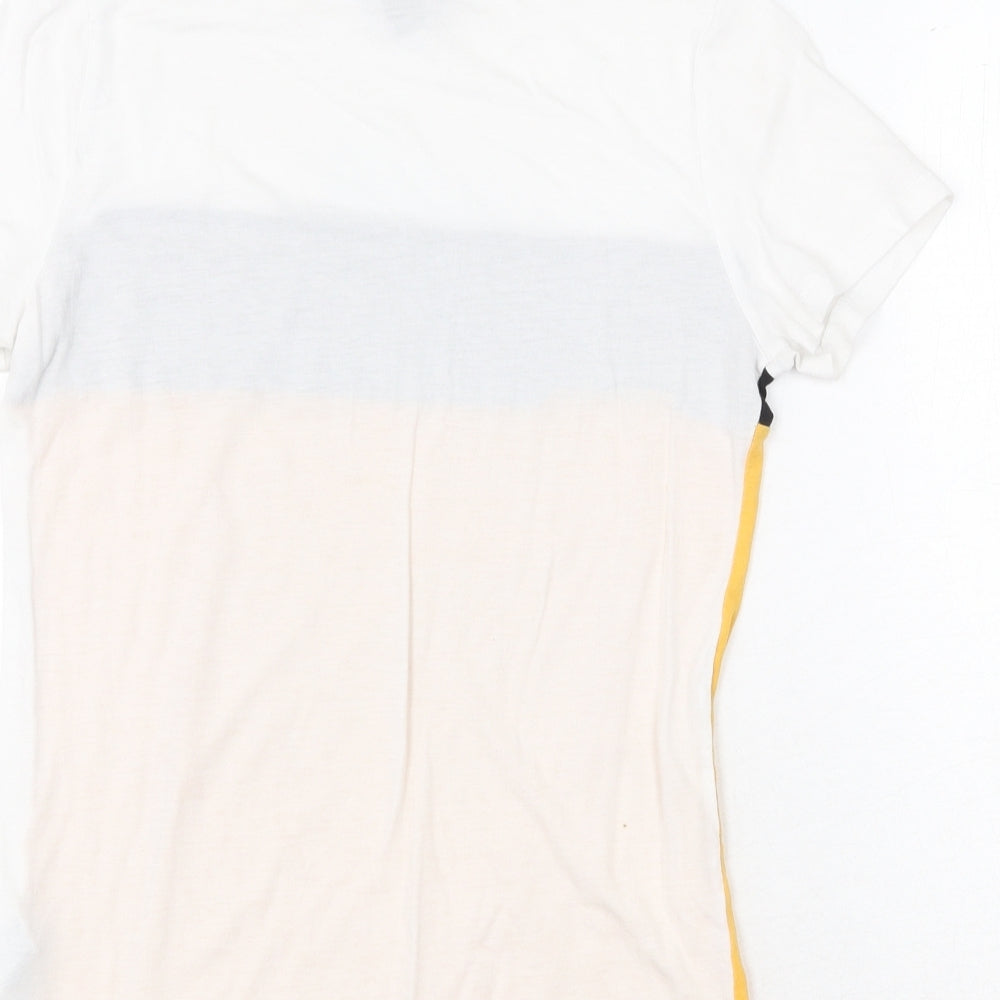 New Look Womens Multicoloured Geometric Cotton Basic T-Shirt Size 6 Round Neck