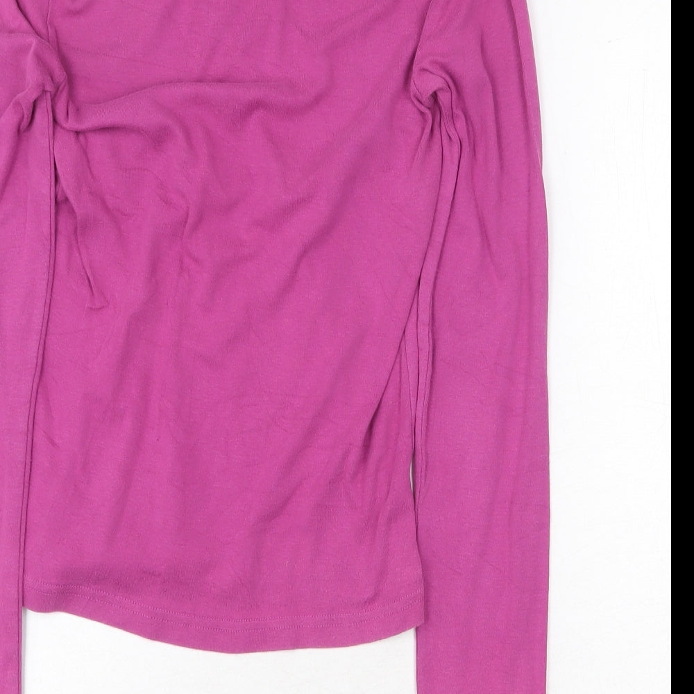 Sisley Womens Purple V-Neck Cotton Pullover Jumper Size M