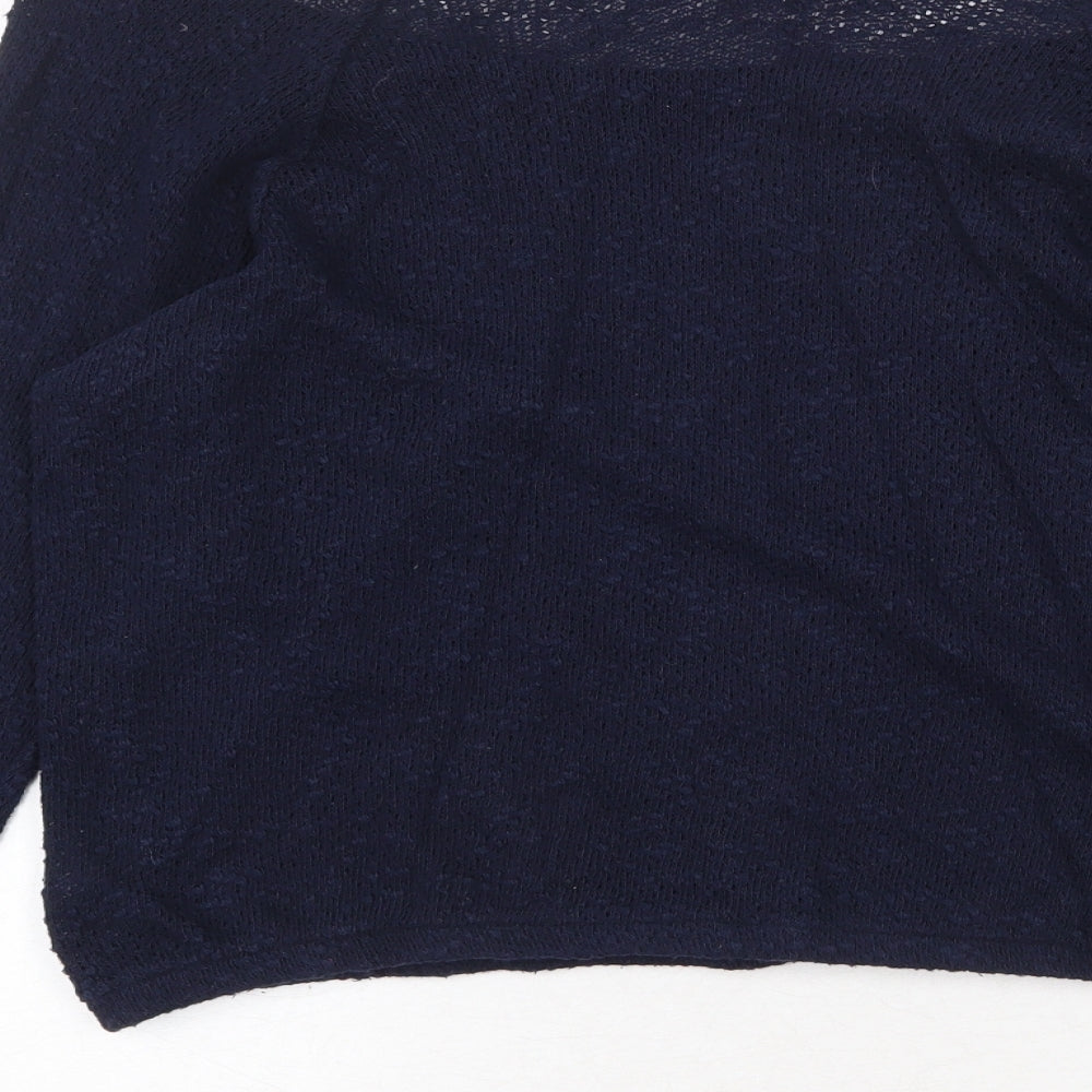 Topshop Womens Blue Boat Neck 100% Cotton Pullover Jumper Size 6