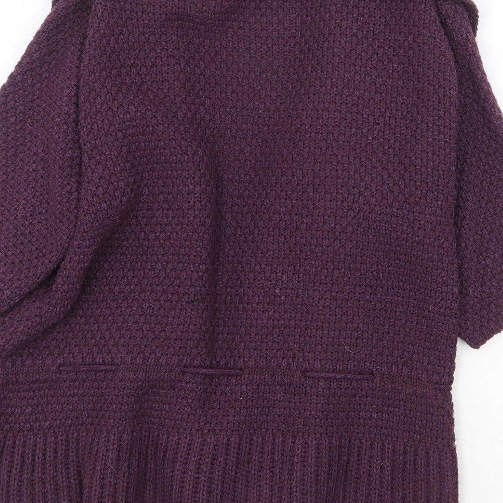 Warehouse Womens Purple V-Neck Acrylic Cardigan Jumper Size 14