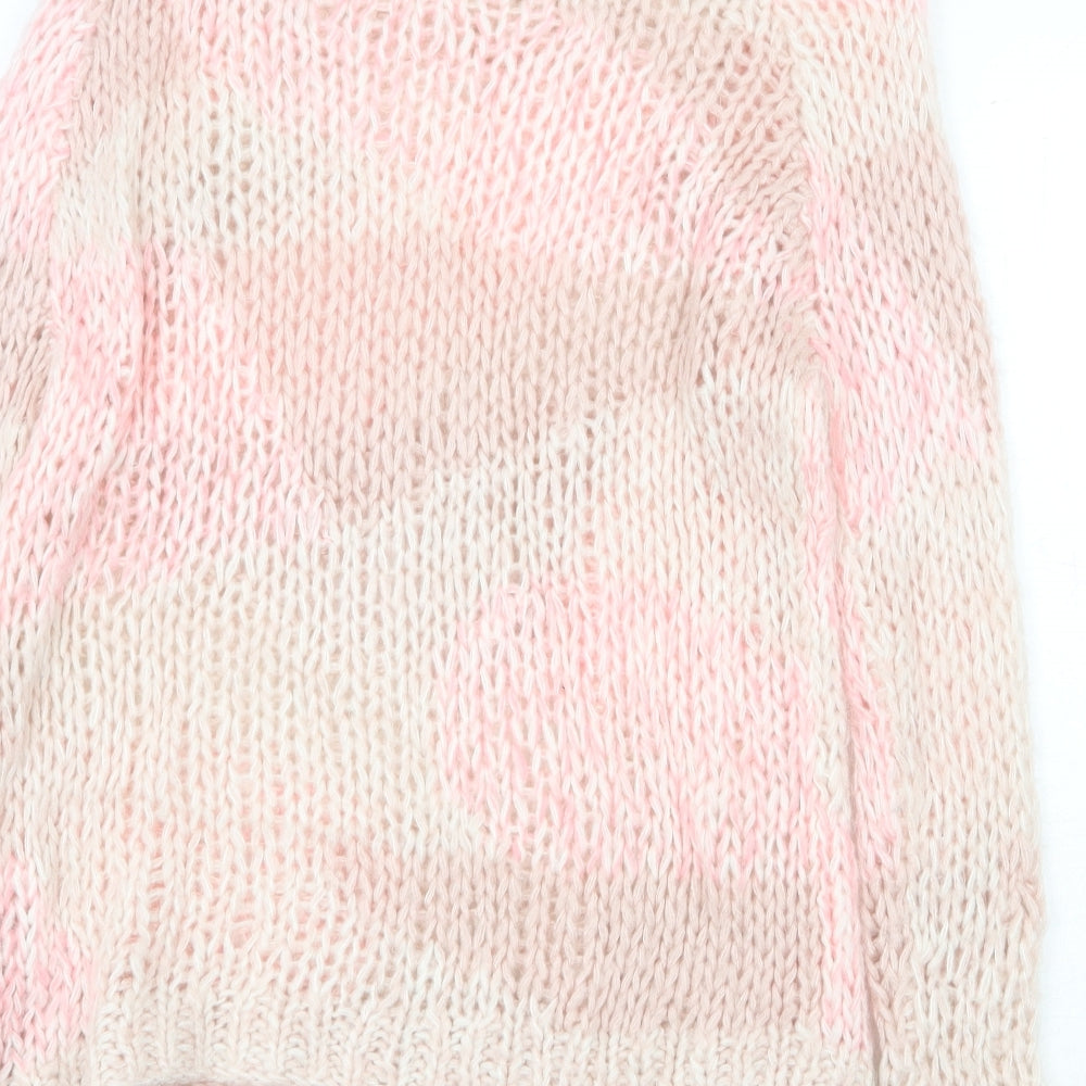 Topshop Womens Pink Round Neck Acrylic Pullover Jumper Size 8