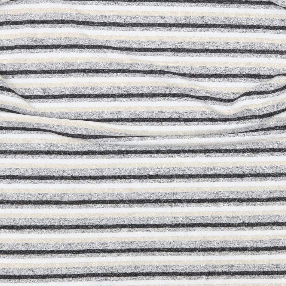 Dorothy Perkins Womens Grey Round Neck Striped Polyester Pullover Jumper Size 8