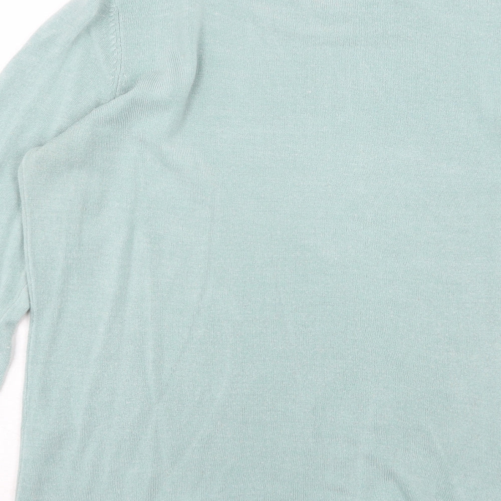 Bonmarché Womens Green Round Neck Acrylic Pullover Jumper Size 14