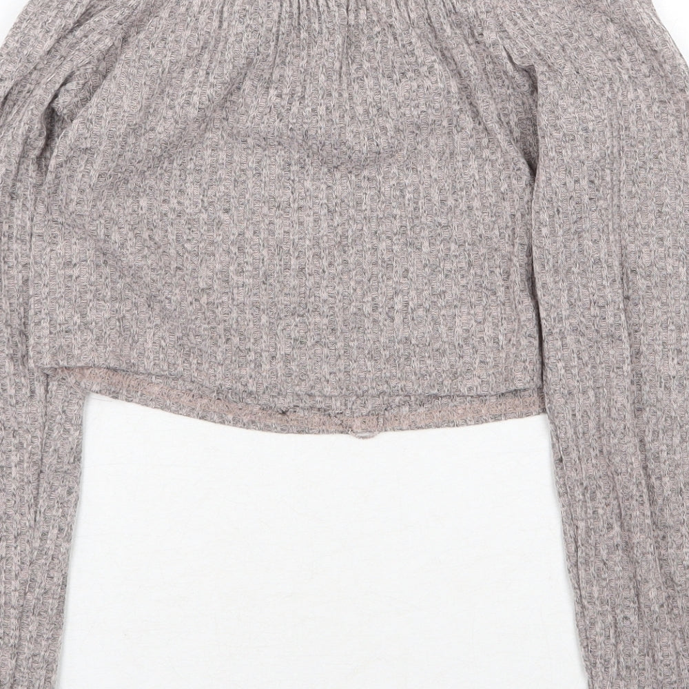 PRETTYLITTLETHING Womens Grey Boat Neck Polyester Pullover Jumper Size 10