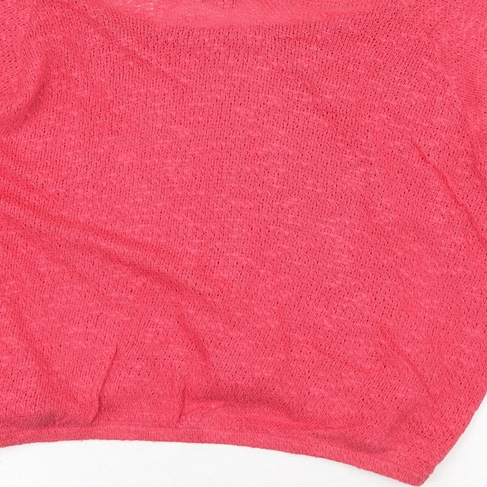 Topshop Womens Red Boat Neck 100% Cotton Pullover Jumper Size 10