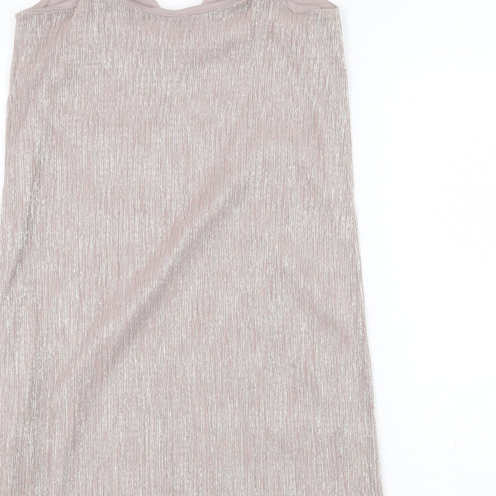 New Look Womens Pink Polyester Slip Dress Size 10 V-Neck Pullover