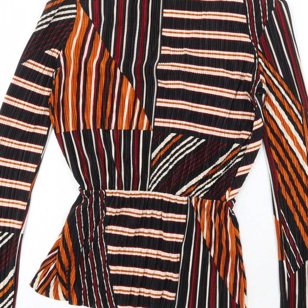Pink Boutique Womens Multicoloured Striped Polyester Basic Blouse Size 6 V-Neck