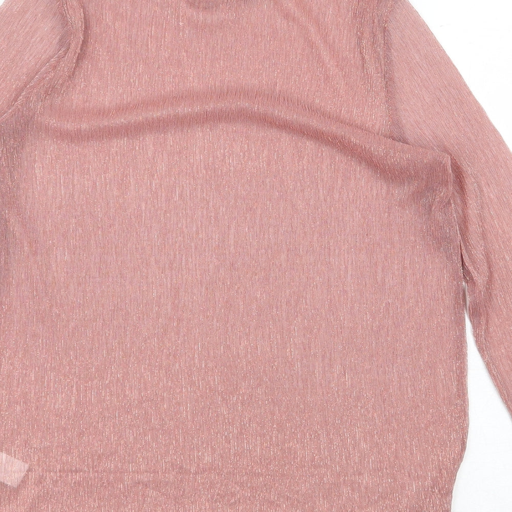 NEXT Womens Pink Polyester Basic T-Shirt Size 6 Round Neck