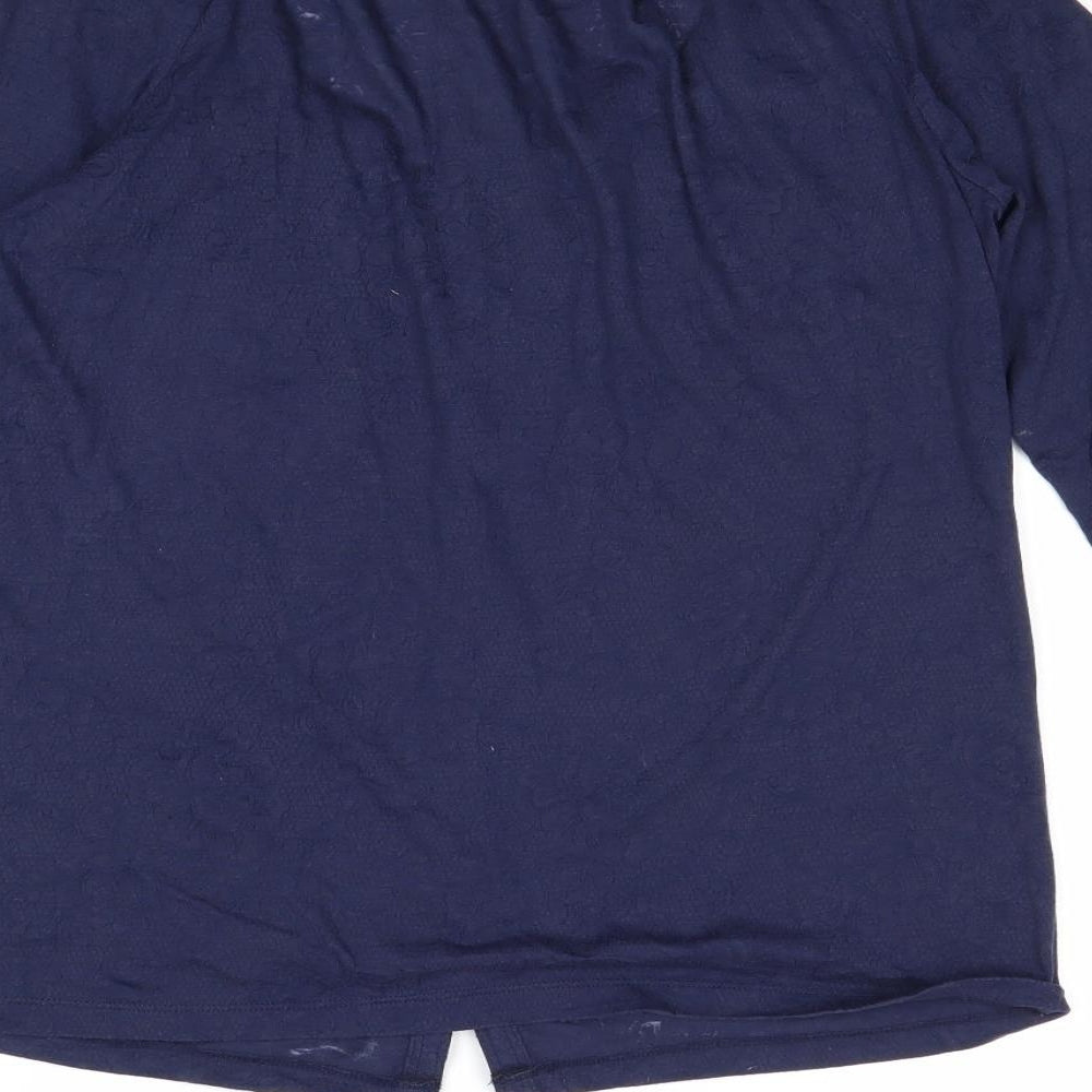 New York & Company Womens Blue Cotton Basic Button-Up Size S Round Neck