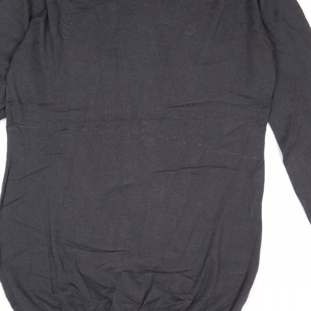 Marks & Spencer Womens Grey Boat Neck Cotton Tunic Jumper Size 12