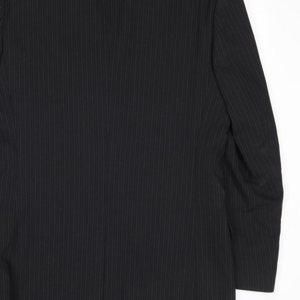 Burton Mens Black Striped Polyester Jacket Suit Jacket Size 40 Regular