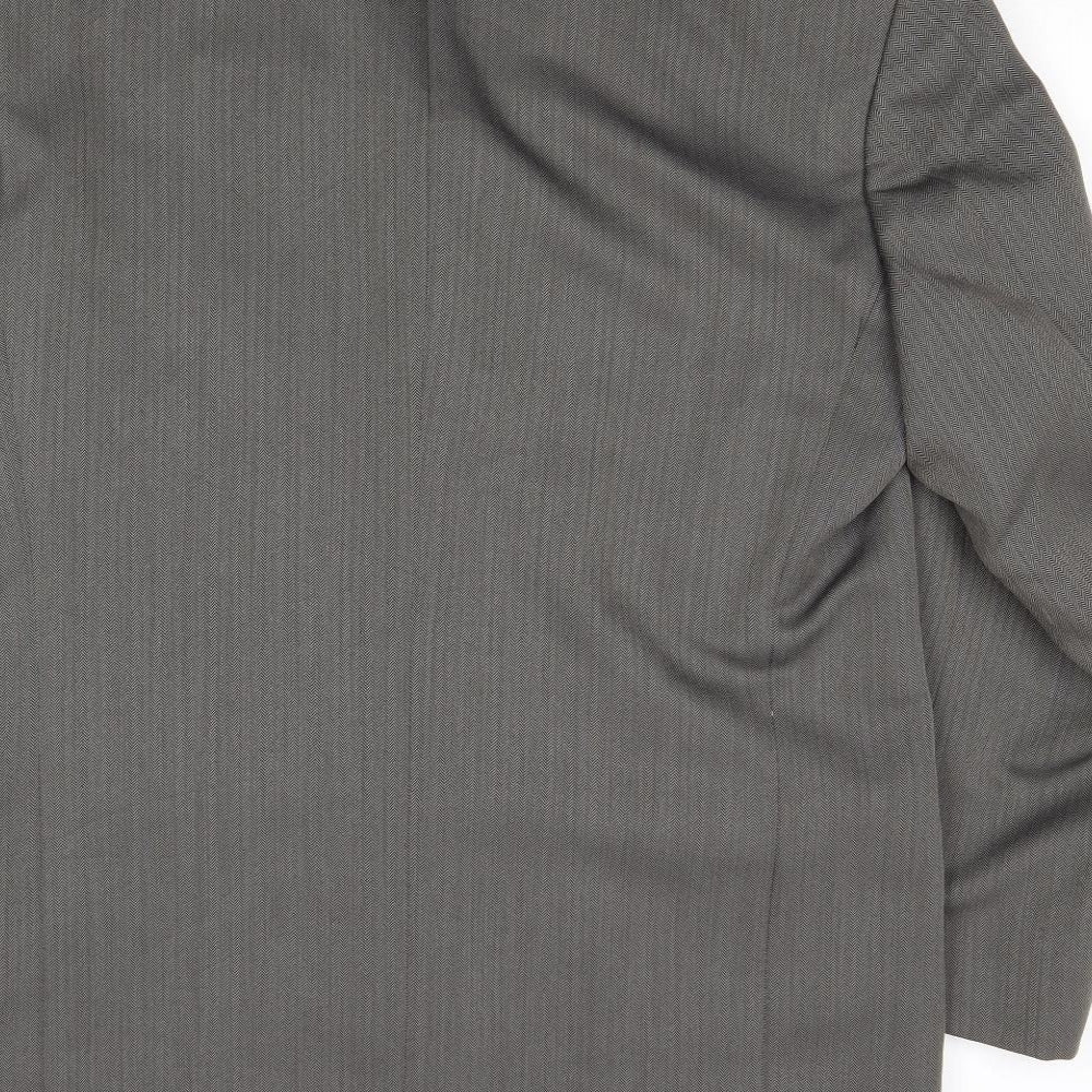 Zantos Mens Grey Striped Polyester Jacket Suit Jacket Size 40 Regular