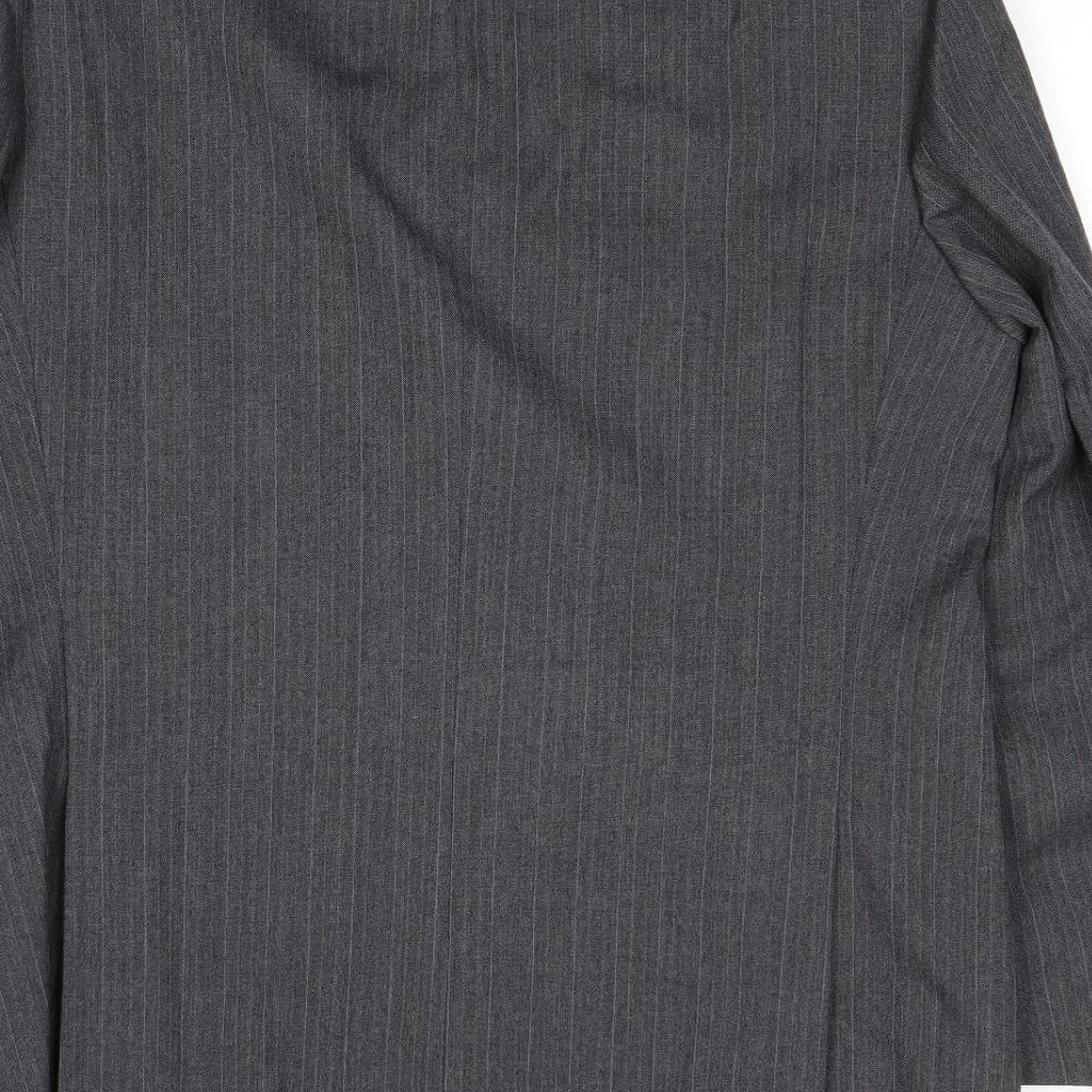 St Michael Mens Grey Striped Polyester Jacket Suit Jacket Size 42 Regular
