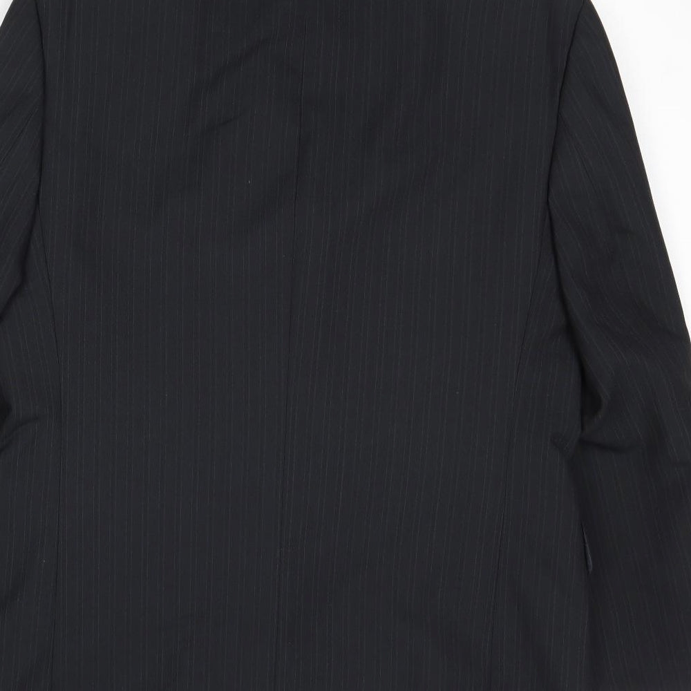 Pinstripe Mens Black Wool Jacket Suit Jacket Size 40 Regular