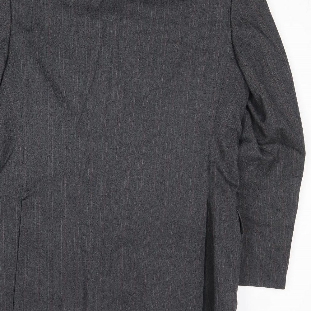 The Label Mens Grey Striped Wool Jacket Suit Jacket Size 38 Regular