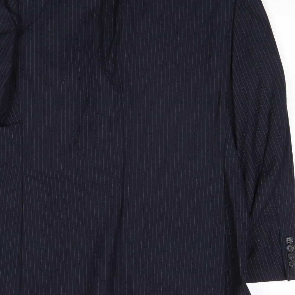 St Michael Mens Blue Striped Wool Jacket Suit Jacket Size 42 Regular