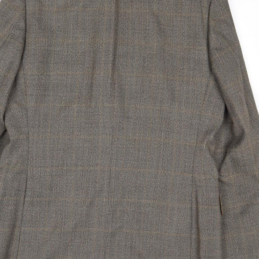Sumrie Mens Grey Plaid Wool Jacket Blazer Size 38 Regular
