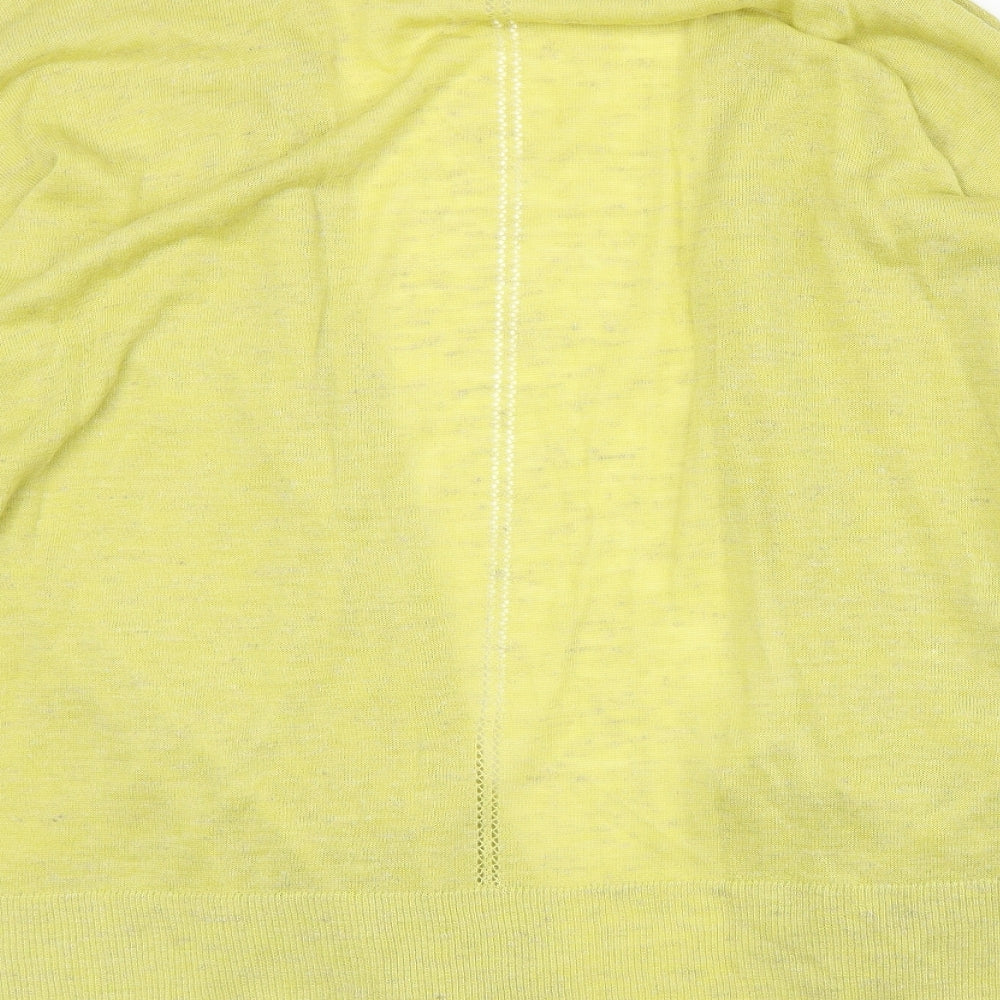 Next Womens Yellow V-Neck Acrylic Cardigan Jumper Size 12 - Open