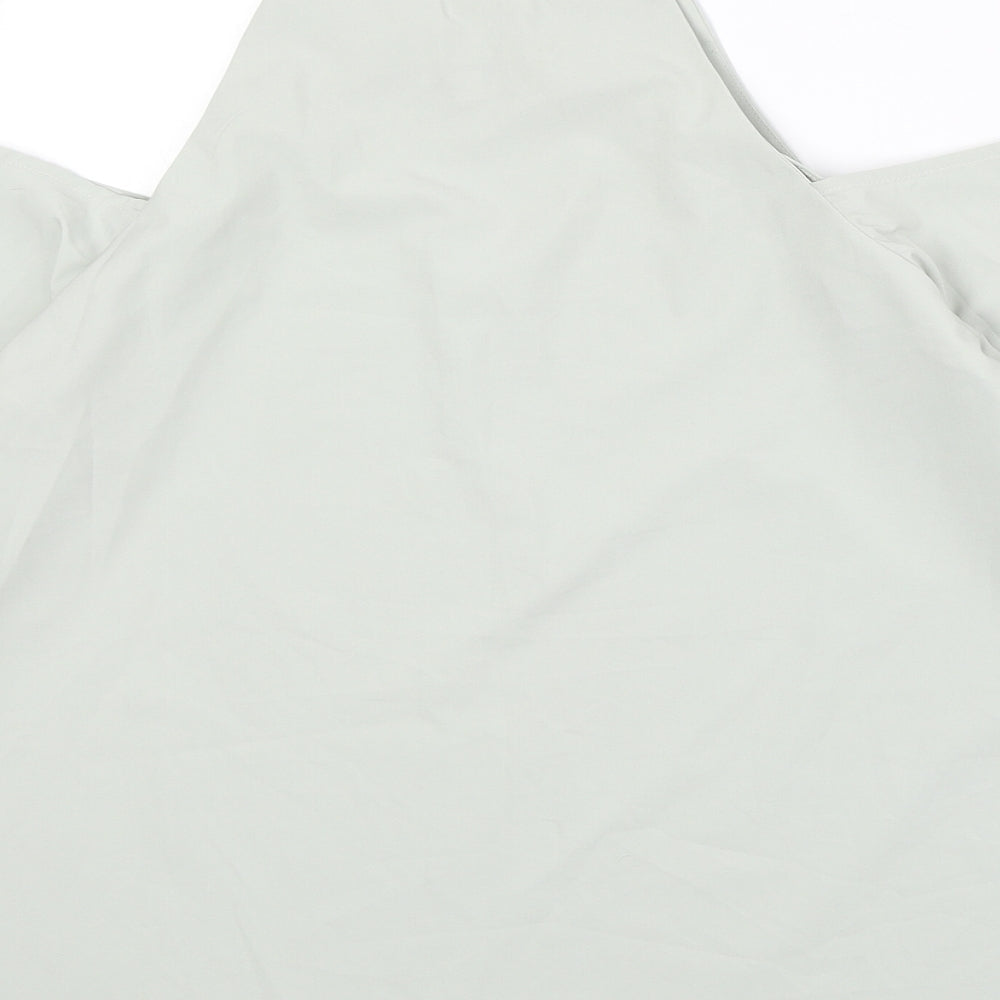 Lola May Womens Green Polyester Basic Blouse Size 10 Square Neck - Cold Shoulder