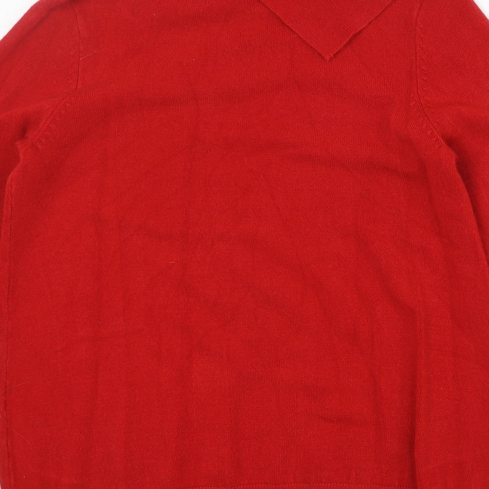 M&Co Womens Red Roll Neck Acrylic Pullover Jumper Size 12