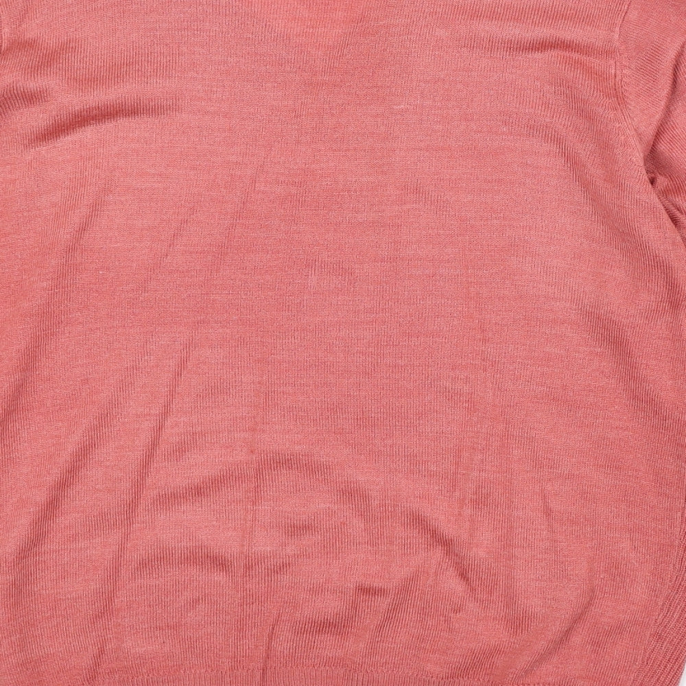 EWM Womens Pink V-Neck Acrylic Pullover Jumper Size M