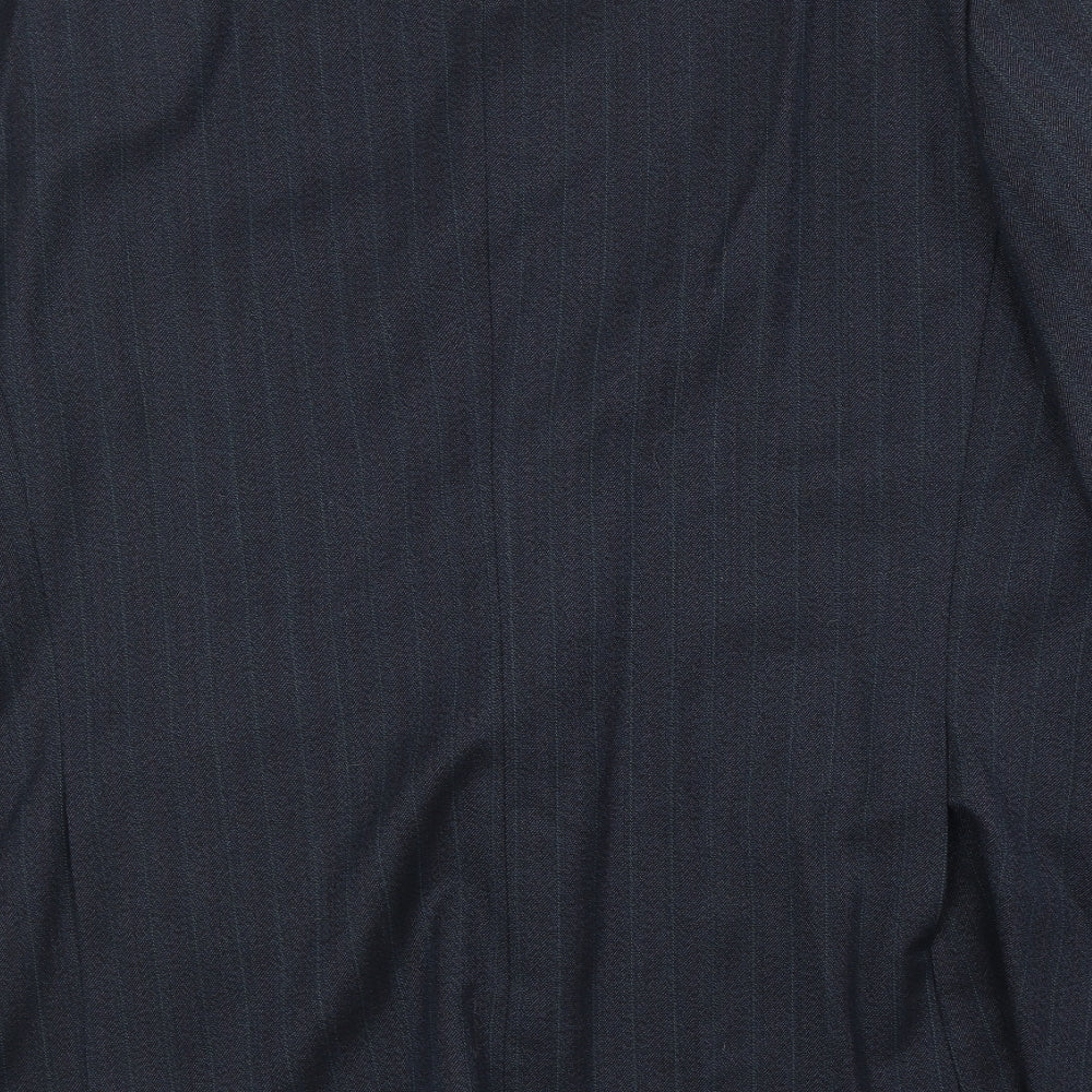 Greenwood Mens Blue Striped Polyester Jacket Suit Jacket Size 46 Regular
