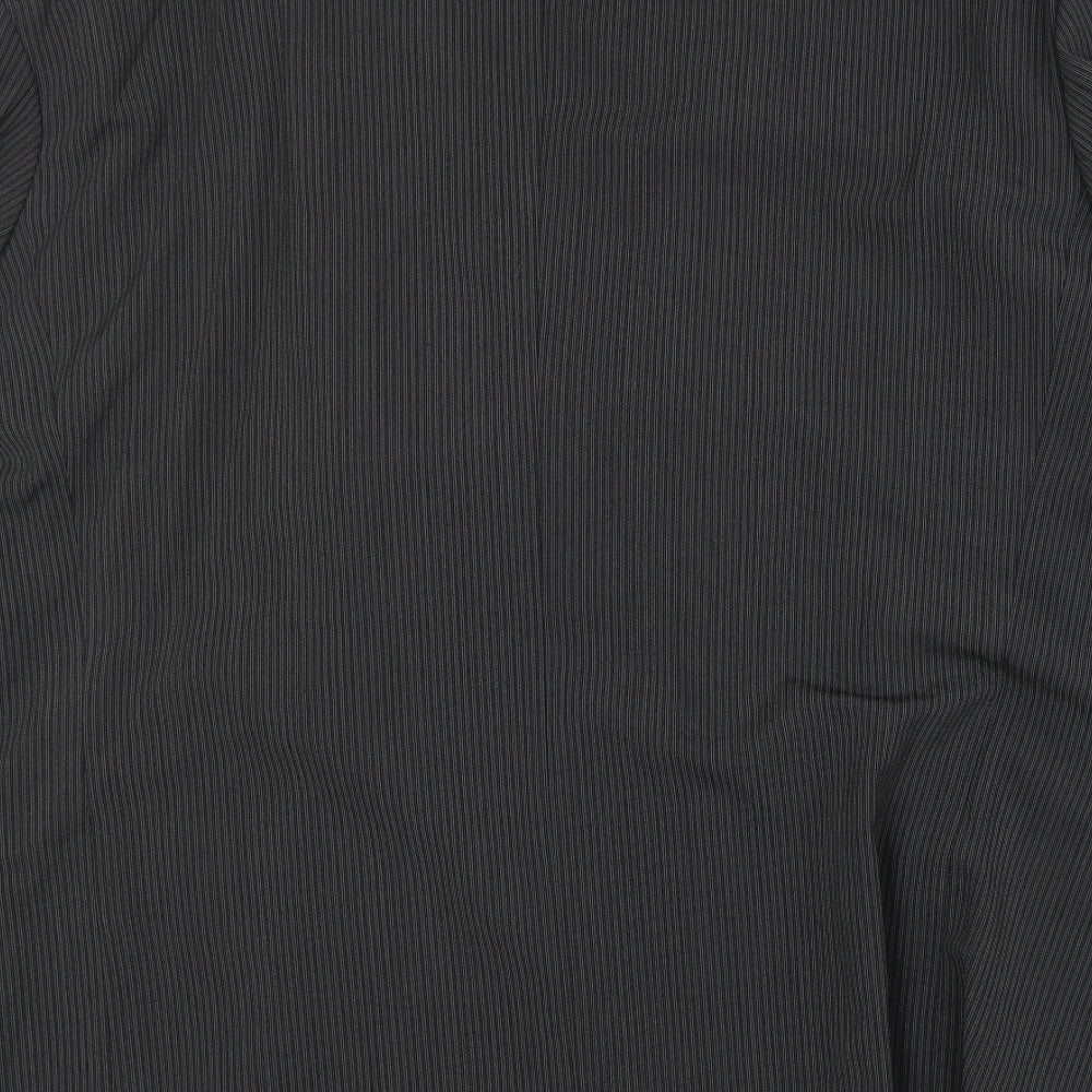 Country Casuals Mens Black Striped Polyester Jacket Suit Jacket Size 46 Regular