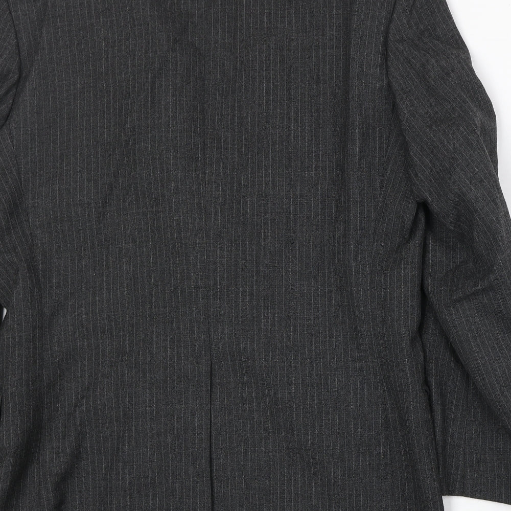 Marks & Spencer Mens Grey Striped Polyester Jacket Suit Jacket Size 38 Regular