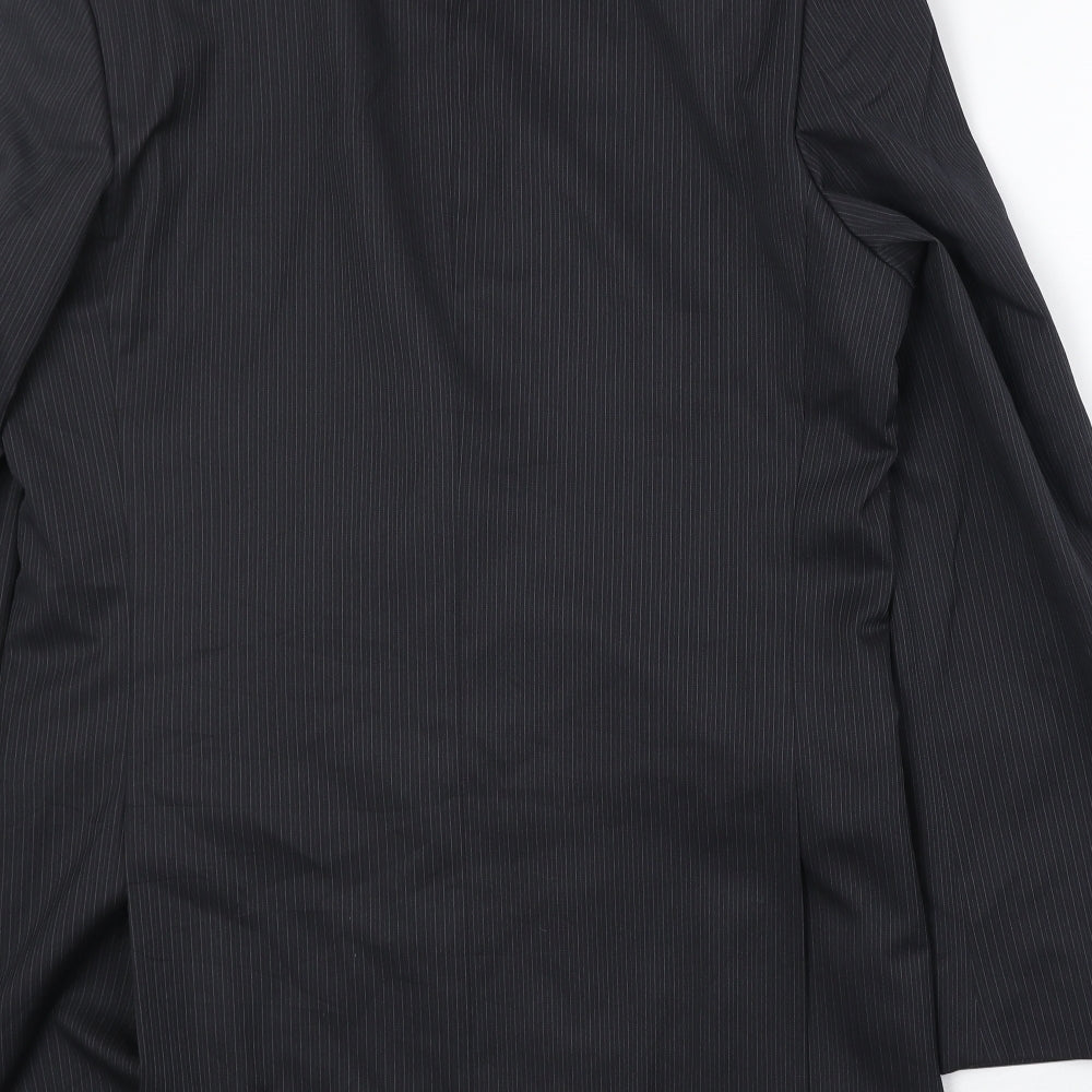 Burton Mens Black Striped Polyester Jacket Suit Jacket Size 40 Regular