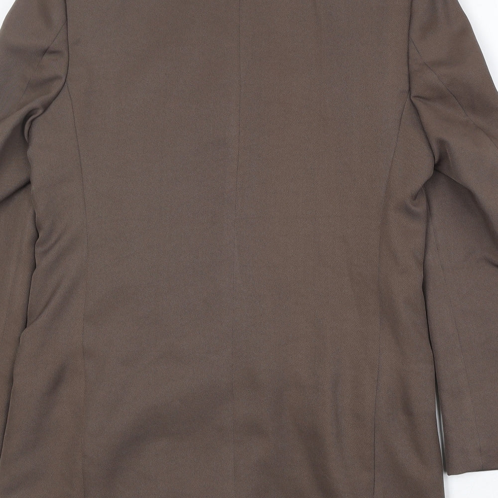 Classic Womens Brown Polyester Jacket Suit Jacket Size 12