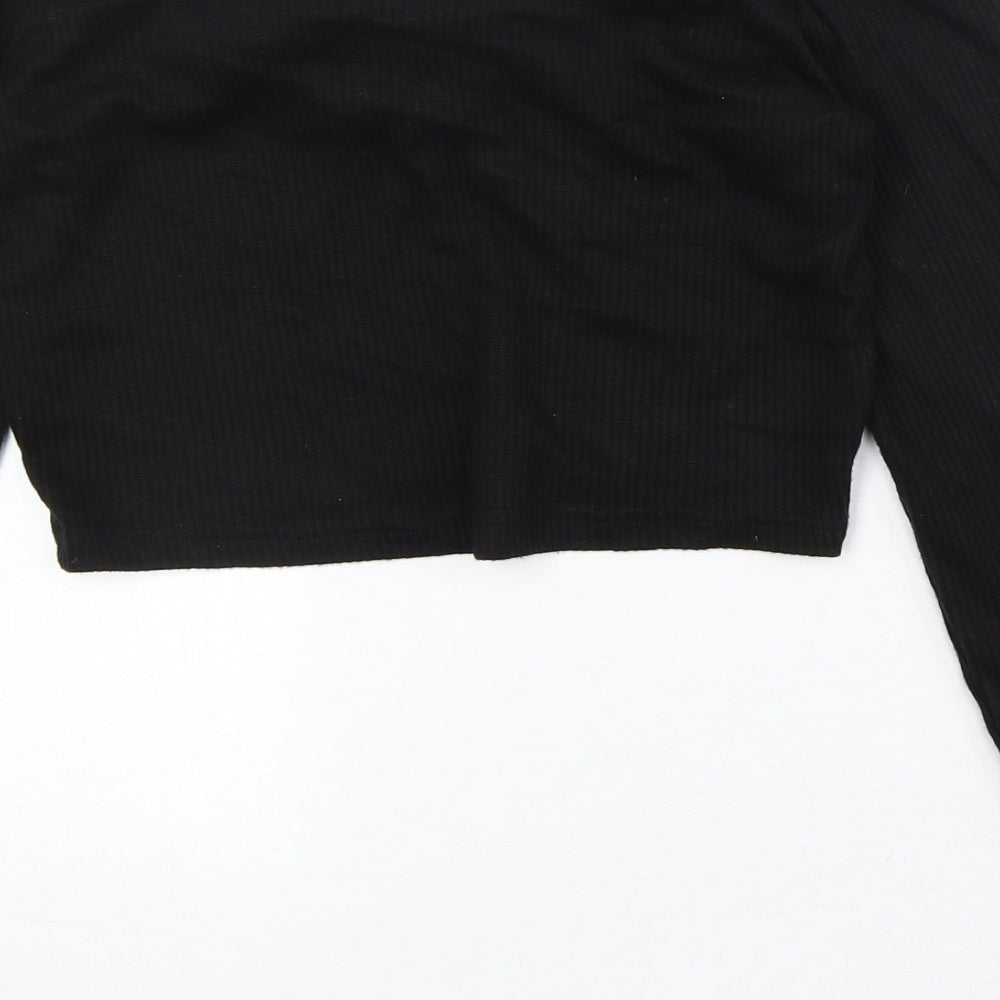 Divided by H&M Womens Black Acrylic Cropped Blouse Size M Off the Shoulder