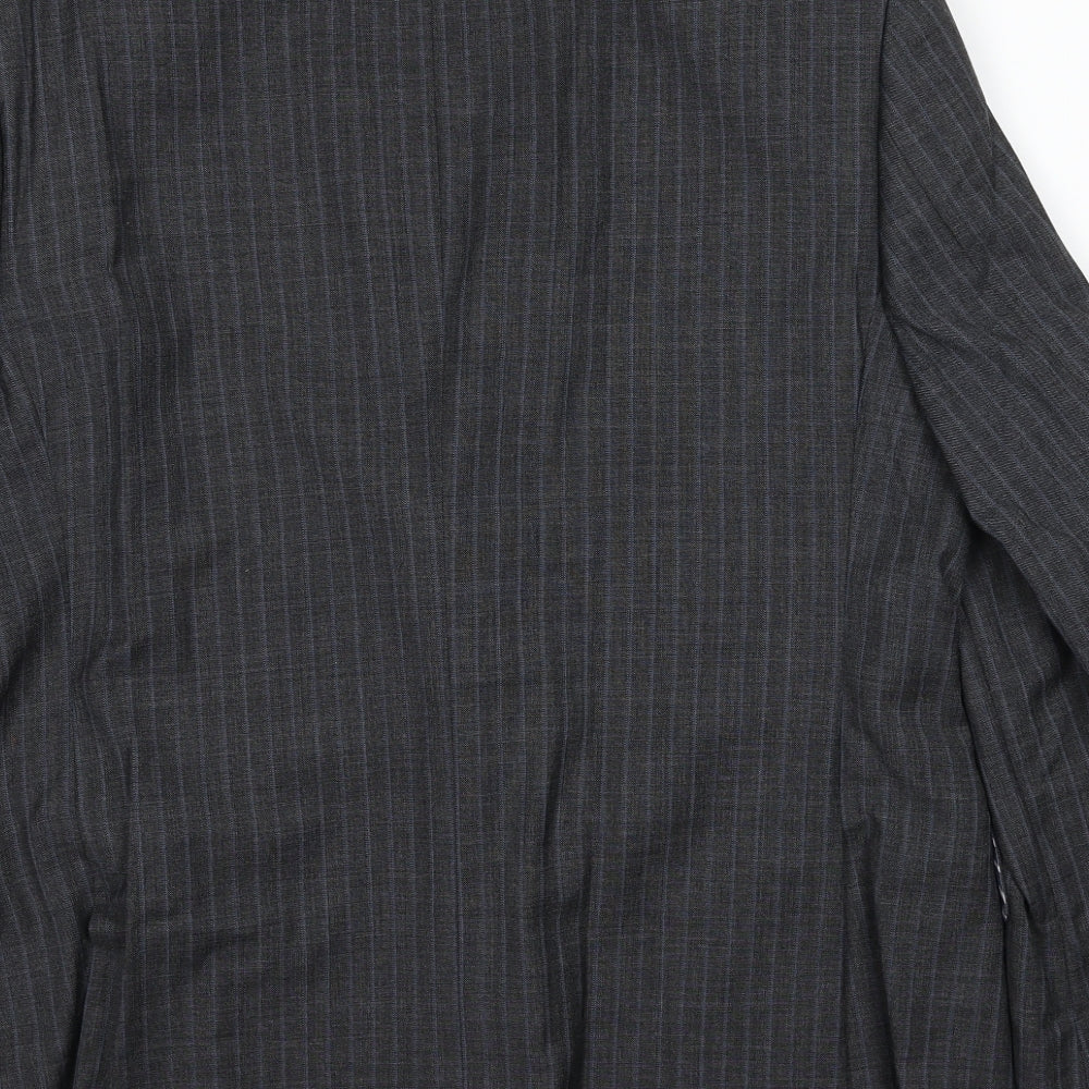 Marks & Spencer Mens Grey Striped Wool Jacket Suit Jacket Size 42 Regular