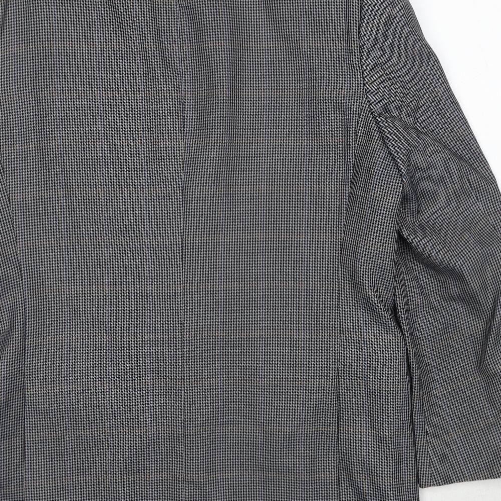 GreenWoods Mens Grey Geometric Polyester Jacket Blazer Size 40 Regular