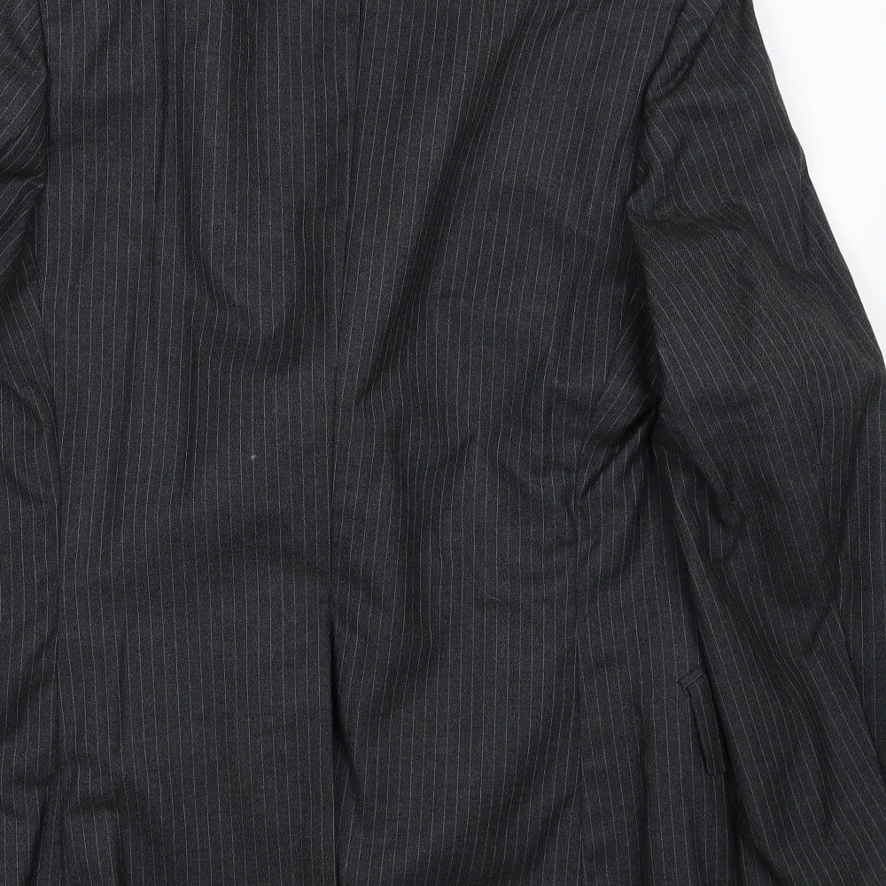 Jacson Mens Grey Striped Polyester Jacket Suit Jacket Size 40 Regular