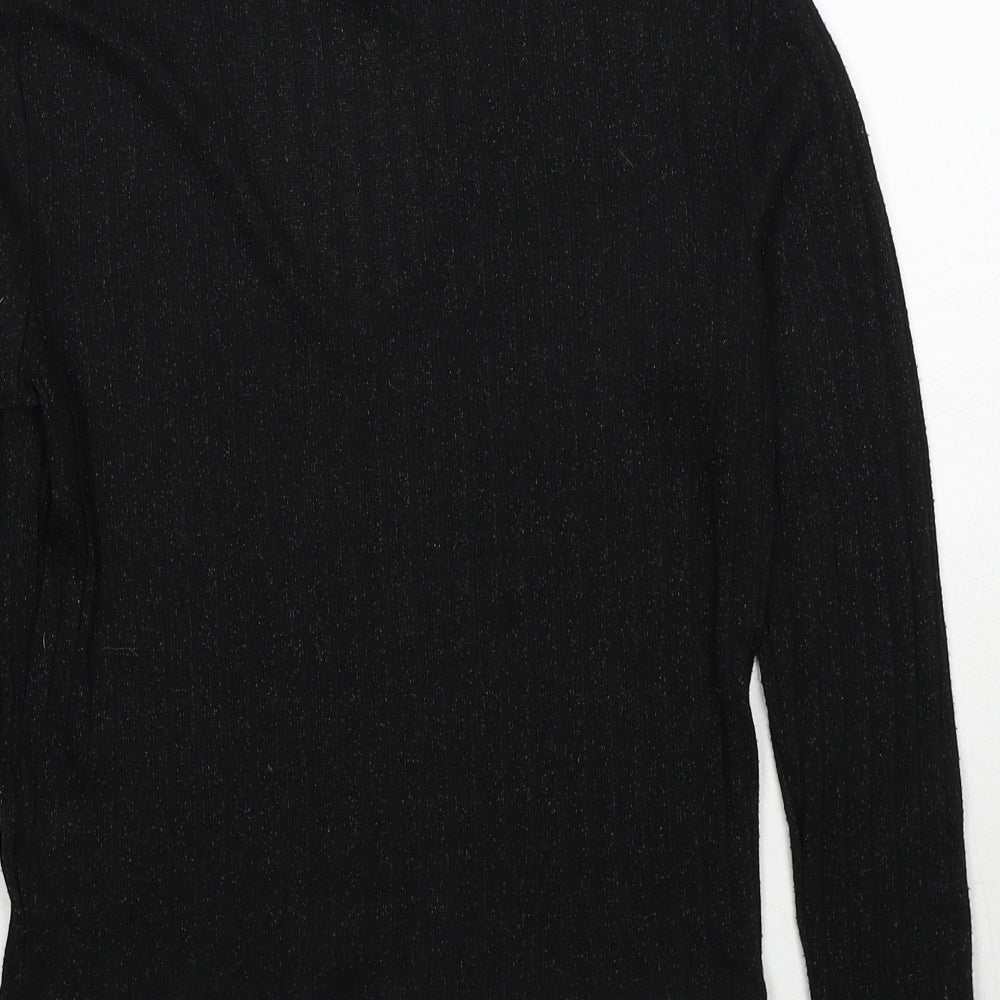H&M Womens Black V-Neck Polyester Pullover Jumper Size S