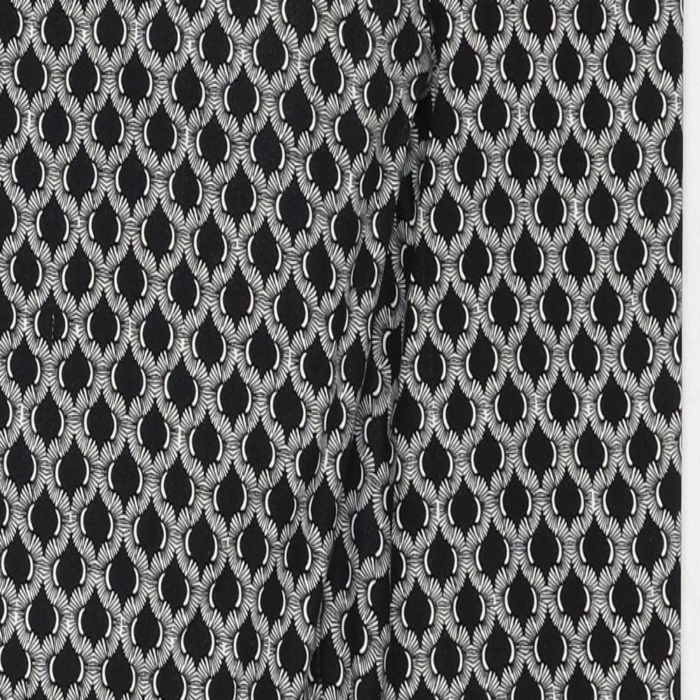 H&M Womens Black Geometric Cotton Trousers Size 6 Regular Zip