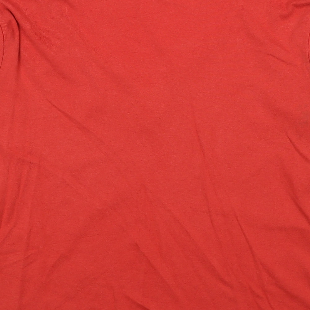 Debenhams Womens Orange Cotton Basic Blouse Size 12 V-Neck - Flower Detail