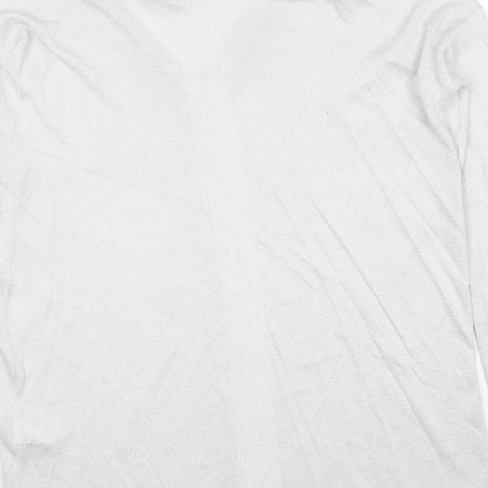 NEXT Womens Grey V-Neck Viscose Pullover Jumper Size 14