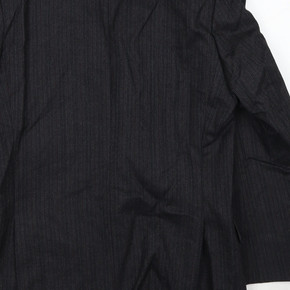 Label Mens Grey Striped Wool Jacket Suit Jacket Size 38 Regular