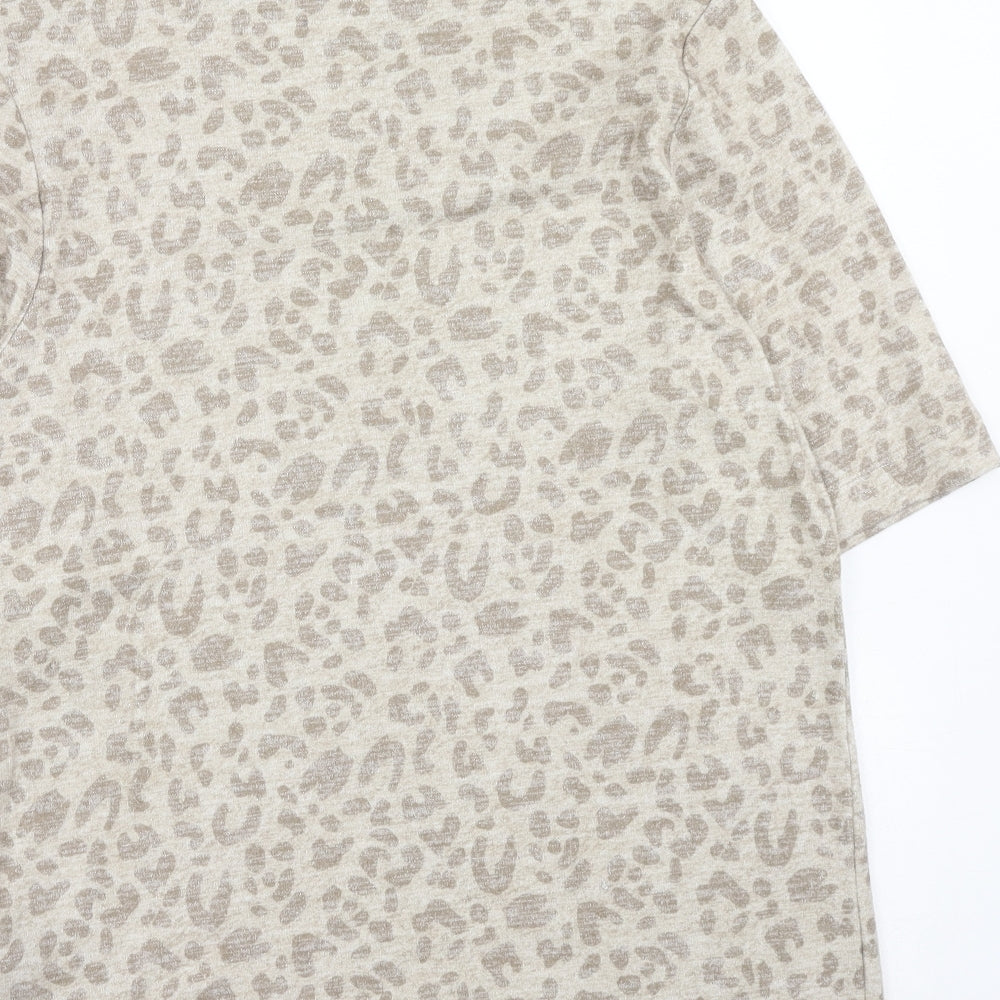Marks and Spencer Womens Brown Animal Print Viscose Pullover Sweatshirt Size 14 Pullover - Leopard Pattern