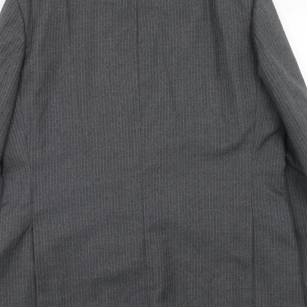 C&A Mens Grey Striped Polyester Jacket Suit Jacket Size 44 Regular