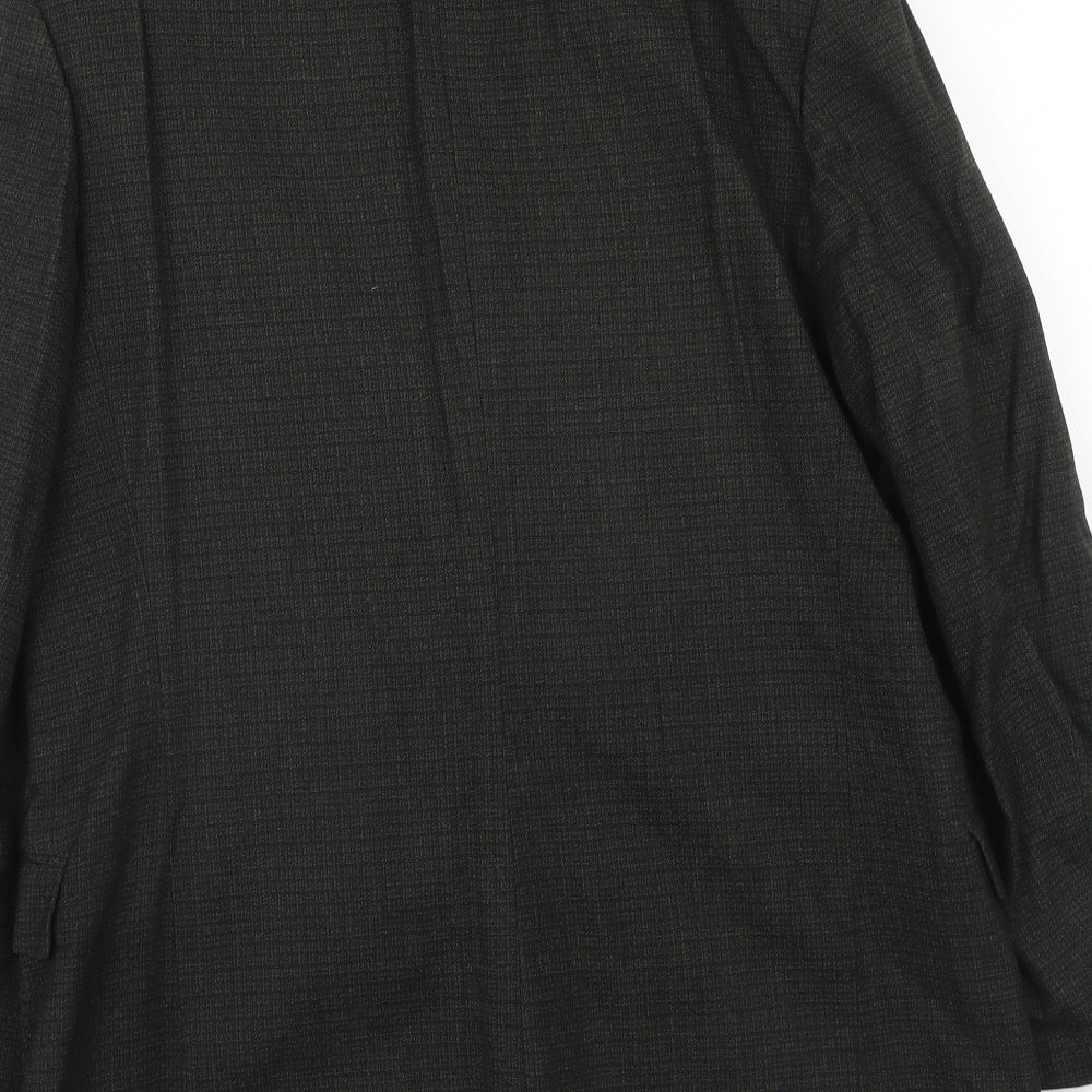 Burton Mens Grey Check Polyester Jacket Suit Jacket Size 40 Regular